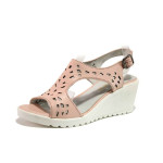 Розови анатомични дамски сандали, естествена кожа - ежедневни обувки за пролетта и лятото N 100015965