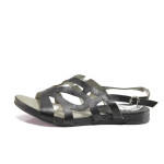 Черни дамски сандали, естествена кожа - ежедневни обувки за пролетта и лятото N 100015955