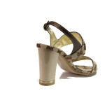 Кафяви дамски сандали, естествена кожа и текстилна материя - ежедневни обувки за пролетта и лятото N 100015959