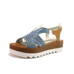 Сини анатомични дамски сандали, естествена кожа - ежедневни обувки за пролетта и лятото N 100015966