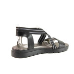 Черни дамски сандали, естествена кожа - ежедневни обувки за пролетта и лятото N 100015968