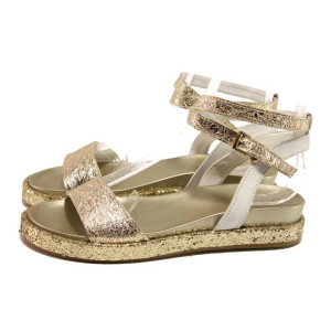 Жълти дамски сандали, естествена кожа - ежедневни обувки за пролетта и лятото N 100016008