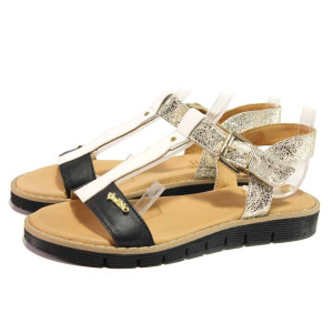 Бели анатомични дамски сандали, естествена кожа - ежедневни обувки за пролетта и лятото N 100015972