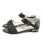Черни дамски сандали, естествена кожа - ежедневни обувки за пролетта и лятото N 100015973