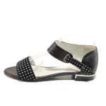 Черни дамски сандали, естествена кожа - ежедневни обувки за пролетта и лятото N 100015973