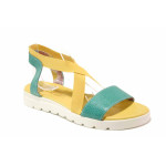 Жълти дамски сандали, естествена кожа - ежедневни обувки за пролетта и лятото N 100016011