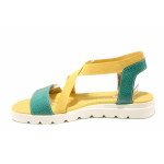 Жълти дамски сандали, естествена кожа - ежедневни обувки за пролетта и лятото N 100016011
