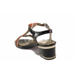 Черни анатомични дамски сандали, естествена кожа - ежедневни обувки за пролетта и лятото N 100016006