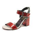 Червени анатомични дамски сандали, естествена кожа - елегантни обувки за пролетта и лятото N 100015937
