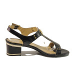 Черни дамски сандали, естествена кожа - елегантни обувки за пролетта и лятото N 100015941