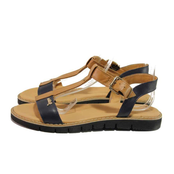 Кафяви дамски сандали, естествена кожа - ежедневни обувки за пролетта и лятото N 100015946