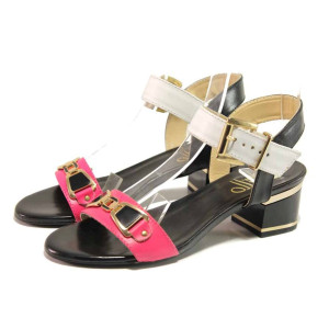 Розови дамски сандали, естествена кожа - ежедневни обувки за пролетта и лятото N 100015944