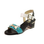 Сини дамски сандали, естествена кожа - ежедневни обувки за пролетта и лятото N 100015945
