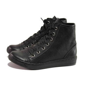 Черни летни анатомични дамски боти, естествена кожа - ежедневни обувки за пролетта и лятото N 100015947