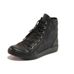 Черни летни анатомични дамски боти, естествена кожа - ежедневни обувки за пролетта и лятото N 100015947