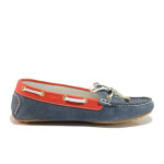 Сини анатомични дамски мокасини, естествен велур - ежедневни обувки за пролетта и лятото N 100015951