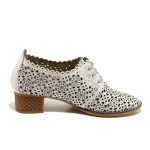 Бели дамски обувки със среден ток, естествена кожа - ежедневни обувки за пролетта и лятото N 100016136