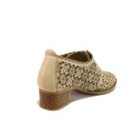 Бежови дамски обувки със среден ток, естествена кожа - ежедневни обувки за пролетта и лятото N 100016137