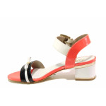 Оранжеви дамски сандали, лачена естествена кожа - ежедневни обувки за пролетта и лятото N 100016139