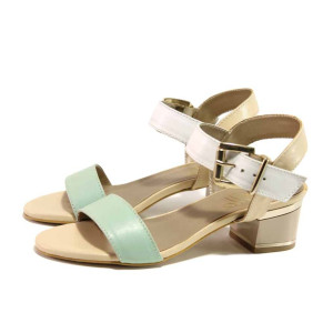 Зелени анатомични дамски сандали, естествена кожа - ежедневни обувки за пролетта и лятото N 100016141