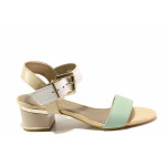 Зелени анатомични дамски сандали, естествена кожа - ежедневни обувки за пролетта и лятото N 100016141