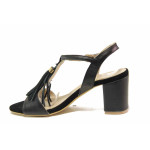 Черни анатомични дамски сандали, естествена кожа - ежедневни обувки за пролетта и лятото N 100016057