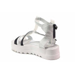 Бели дамски сандали, естествена кожа - ежедневни обувки за пролетта и лятото N 100016144