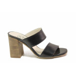Черни анатомични дамски чехли, естествена кожа - ежедневни обувки за пролетта и лятото N 100016065