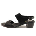 Черни дамски сандали, естествена кожа - ежедневни обувки за пролетта и лятото N 100016067