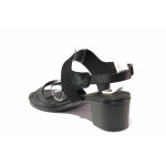 Черни дамски сандали, естествена кожа - ежедневни обувки за пролетта и лятото N 100016067