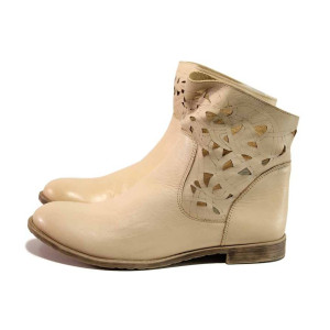 Бежови летни дамски боти, естествена кожа - ежедневни обувки за пролетта и лятото N 100016058