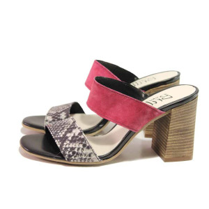 Червени анатомични дамски чехли, естествена кожа и естествена велурена кожа - ежедневни обувки за пролетта и лятото N 100016063