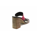 Червени анатомични дамски чехли, естествена кожа и естествена велурена кожа - ежедневни обувки за пролетта и лятото N 100016063