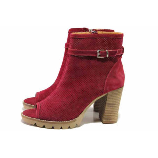 Червени летни анатомични дамски боти, естествен велур - ежедневни обувки за пролетта и лятото N 100016059