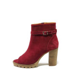 Червени летни анатомични дамски боти, естествен велур - ежедневни обувки за пролетта и лятото N 100016059