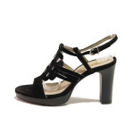 Черни анатомични дамски сандали, лачена естествена кожа - ежедневни обувки за пролетта и лятото N 100016055
