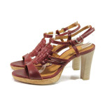 Винени дамски сандали, естествена кожа - ежедневни обувки за пролетта и лятото N 100016054