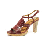 Винени дамски сандали, естествена кожа - ежедневни обувки за пролетта и лятото N 100016054