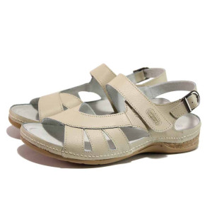 Бежови дамски сандали, естествена кожа - ежедневни обувки за пролетта и лятото N 100015980