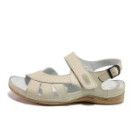 Бежови дамски сандали, естествена кожа - ежедневни обувки за пролетта и лятото N 100015980