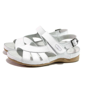 Бели дамски сандали, естествена кожа - ежедневни обувки за пролетта и лятото N 100015981