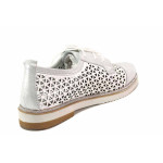 Бели дамски обувки с равна подметка, естествена кожа перфорирана - всекидневни обувки за пролетта и лятото N 100016240