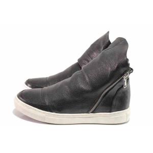 Черни анатомични дамски кецове, естествена кожа - спортни кецове за пролетта и лятото N 100016254