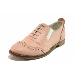 Розови анатомични дамски обувки с равна подметка, естествена кожа - всекидневни обувки за пролетта и лятото N 100016257