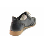 Тъмносини дамски обувки с равна подметка, естествена кожа - ежедневни обувки за пролетта и лятото N 100016258