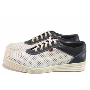 Бели дамски обувки с равна подметка, естествена кожа - ежедневни обувки за пролетта и лятото N 100016331