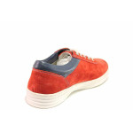 Червени дамски обувки с равна подметка, естествен велур - всекидневни обувки за пролетта и лятото N 100016332