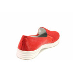 Червени дамски обувки с равна подметка, естествен велур - ежедневни обувки за пролетта и лятото N 100016337