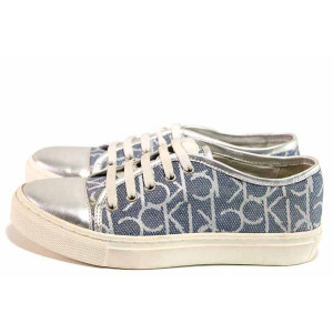 Сини спортни дамски обувки, естествена кожа - ежедневни обувки за пролетта и лятото N 100016339