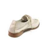 Бежови дамски обувки с равна подметка, естествена кожа перфорирана - ежедневни обувки за пролетта и лятото N 100016343